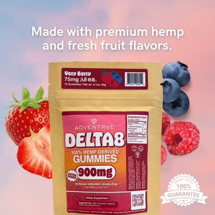 our delta8 gummies are made with fresh fruit and premium hemp